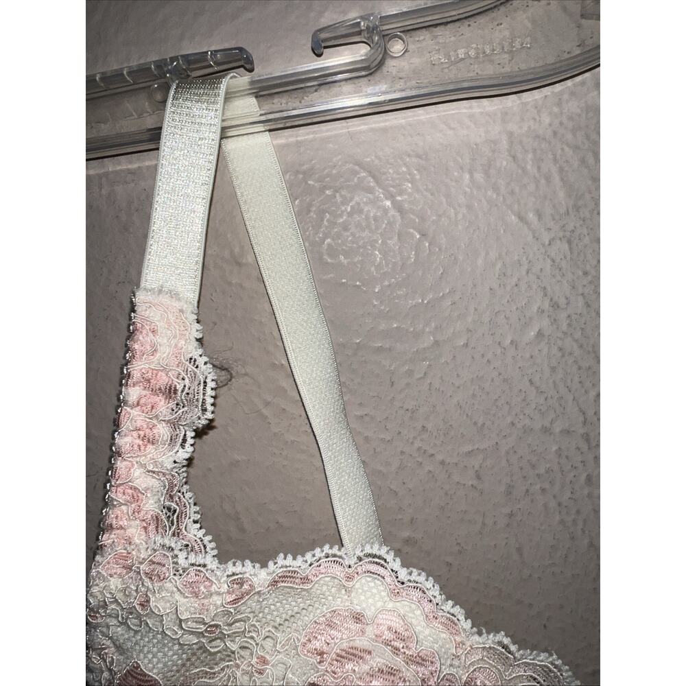 Vintage 90s Victoria's Secret Bra 32C Cream Pink Lace Removable Pads Push Up VS - Picture 6 of 13